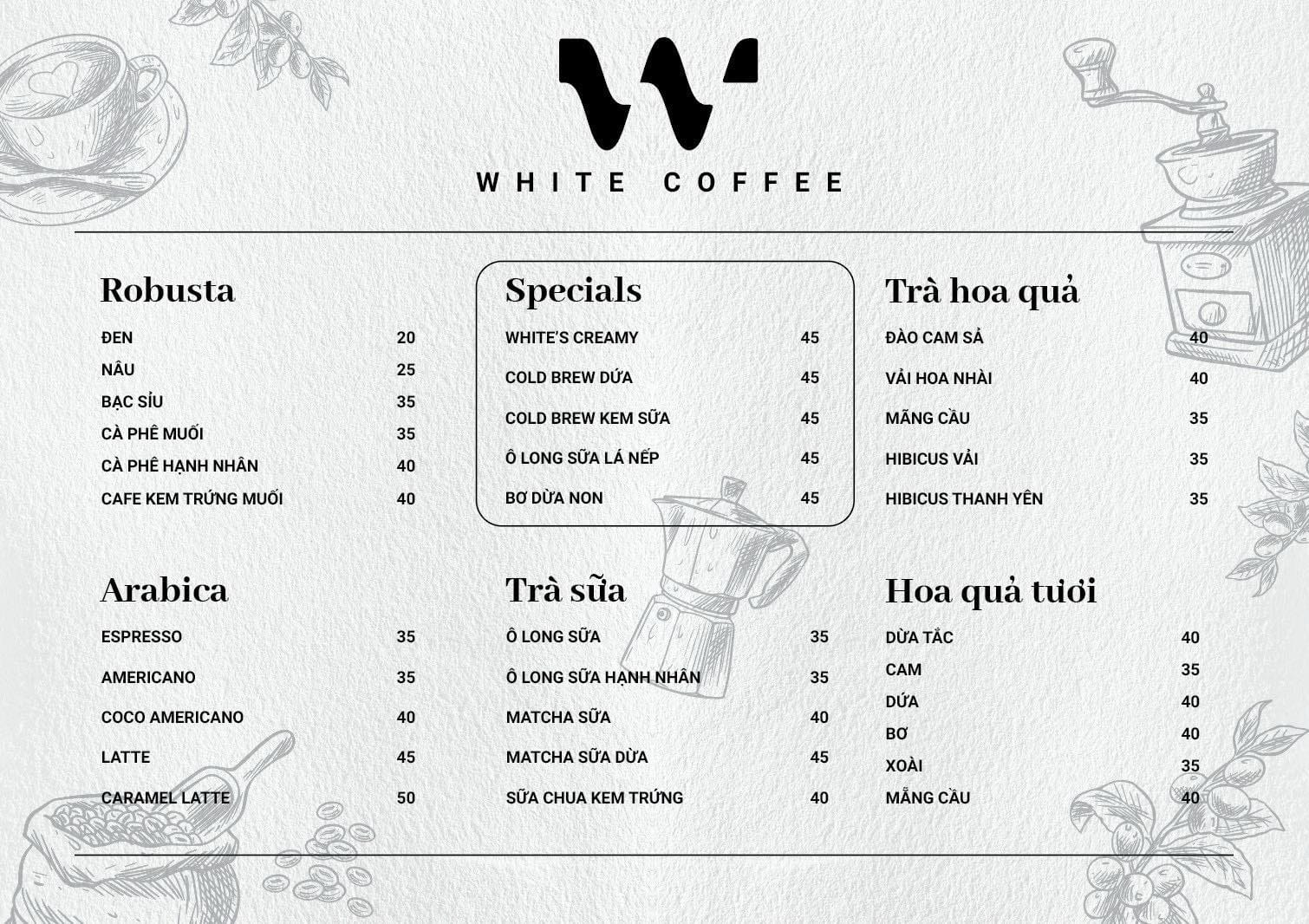 [☕️🇻🇳] White Coffee Vinh – Cafe phong cách Hàn Quốc 🥤 Top1Coffee ☕️ Comeback với giao diện và menu mới 
 WHITE Coffee chúng tôi hân hạnh đón tiếp quý khách hàng tới checkin và thưởng thức.
 Chúng  , shares-0✔️ , likes-15❤️️ , date-2024-06-05 10:12:36🇻🇳🇻🇳🇻🇳📰🆕