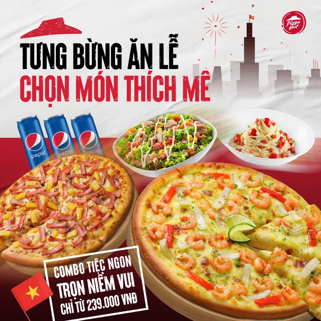 [🆕🇻🇳] Pizza Hut Việt Nam 🍔 Top1Food  🍜  TƯNG BỪNG ĂN LỄ, CHỌN MÓN THÍCH MÊ

 Hòa cùng niềm vui cả nước, lễ bao nhiêu ngày, Hut lên bấy nhiêu món ngon!

 Lại càng quá gọn khi chọn đặt ngay Combo  , shares-1✔️ , likes-34❤️️ , date-2024-04-29 15:00:00🇻🇳🇻🇳🇻🇳📰🆕