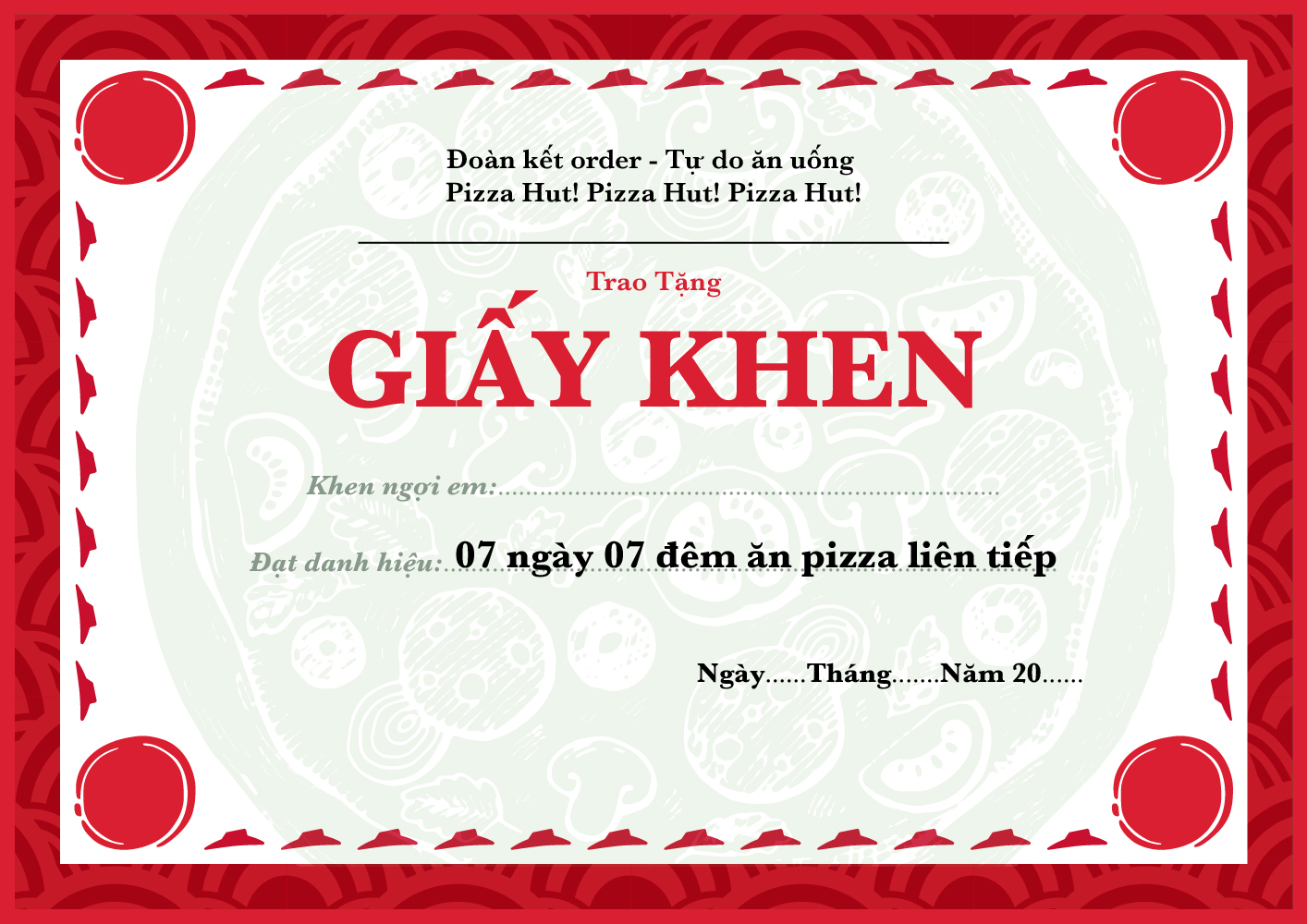 Kết thúc một năm học, Pizza Hut trân trọng trao tặng giấy khen, bằng chứng nhận cho các Hut Lover ưu tú. Website:
Hotline: 1900 1822
Tải ngay Ứng