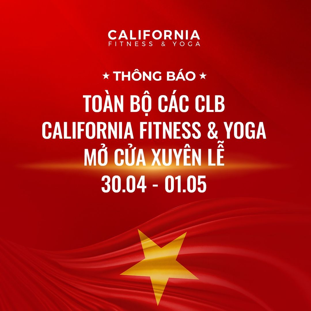 [🆕🇻🇳] California Fitness & Yoga Centers Vietnam 🏋️ Top1Gym 💪  𝐓𝐡𝐨̂𝐧𝐠 𝐛𝐚́𝐨: Toàn bộ các CLB California Fitness & Yoga trên toàn quốc sẽ hoạt động xuyên suốt lễ 30.04 – 01.05 

Kính chúc quý hội viên có một kỳ nghỉ lễ  , shares-22✔️ , likes-322❤️️ , date-2024-04-28 01:58:55🇻🇳🇻🇳🇻🇳📰🆕