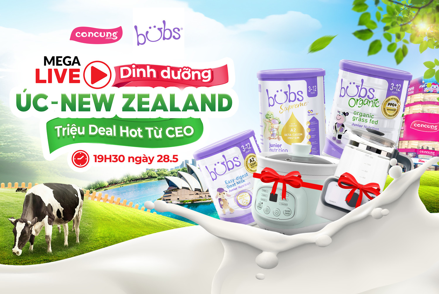 [🆕🇻🇳]  Con Cưng – Mang đến những sản phẩm tốt nhất cho trẻ em Việt Nam 😎❤️️⭐️  DUY NHẤT Ở MEGALIVE 𝟏𝟗𝐇𝟑𝟎 NGÀY 𝟐𝟖.𝟓 | DINH DƯỠNG ÚC – NEW ZEALAND: TRIỆU DEAL HOT TỪ CEO BUBS
Bubs Supreme: Giảm ngay 30%/1 lon
Bubs Goat Milk: Tặng thả , shares-1✔️ , likes-240❤️️ , date-2024-05-26 22:30:04🇻🇳🇻🇳🇻🇳📰🆕