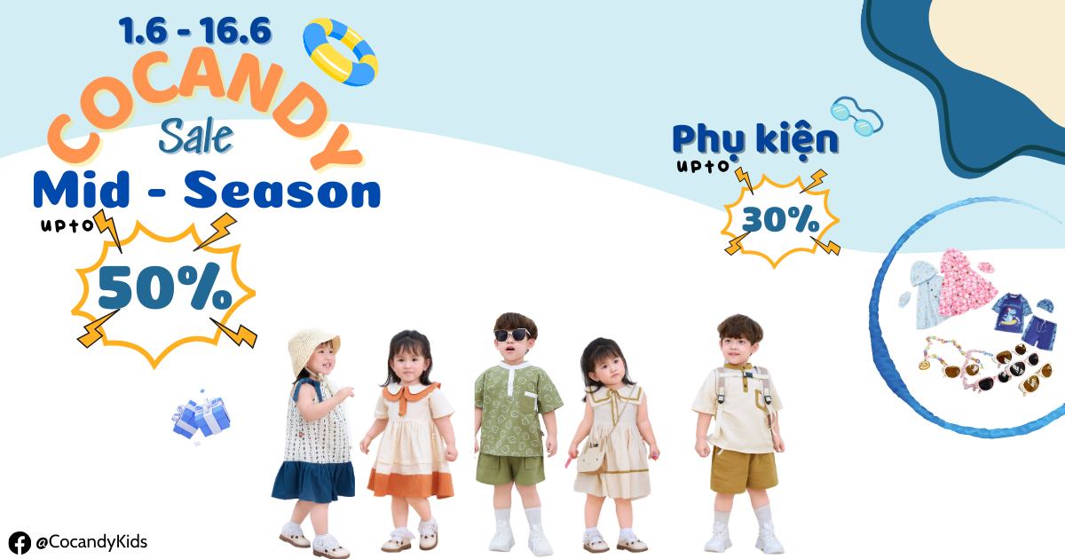 [🆕🇻🇳]  Cocandy – Thời trang trẻ em thiết kế COCAND 😎❤️️⭐️  MID – SEASON SALE at Cocandy 
ALL SALE – SALE ALL toàn bộ cửa hàng 
 Thời gian: 1.6 – 16.6 

Đã không SALE thì thôi, SALE là chơi lớn, các mẹ nhanh ghé cử , shares-0✔️ , likes-1❤️️ , date-2024-05-31 14:20:05🇻🇳🇻🇳🇻🇳📰🆕