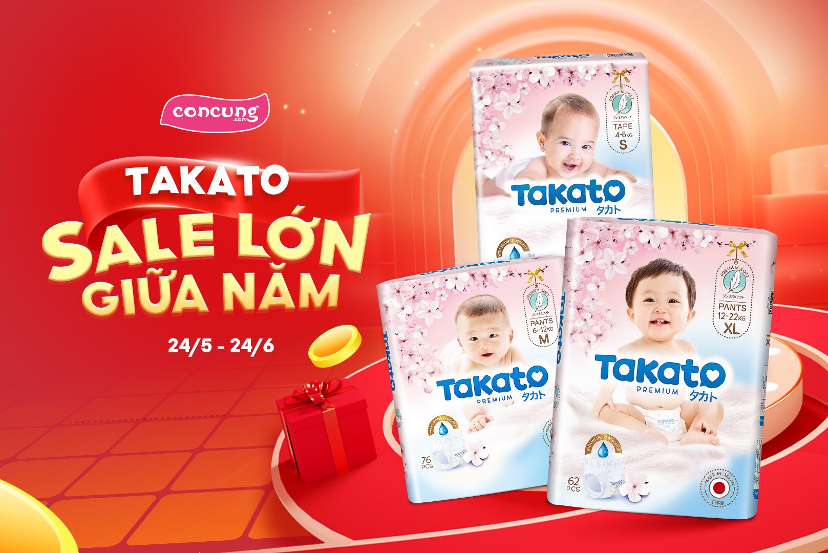 [🆕🇻🇳]  Con Cưng – Mang đến những sản phẩm tốt nhất cho trẻ em Việt Nam 😎❤️️⭐️ TÃ NHẬT TAKATO SALE LỚN GIỮA NĂM
Giá dùng thử:
Tã quần GIẢM #26K & tặng 1 gói khăn ướt Animo – Chỉ còn 319K/gói
Tã dán GIẢM #20K & tặng 1 gói khăn ướt An , shares-1✔️ , likes-183❤️️ , date-2024-05-27 00:30:04🇻🇳🇻🇳🇻🇳📰🆕