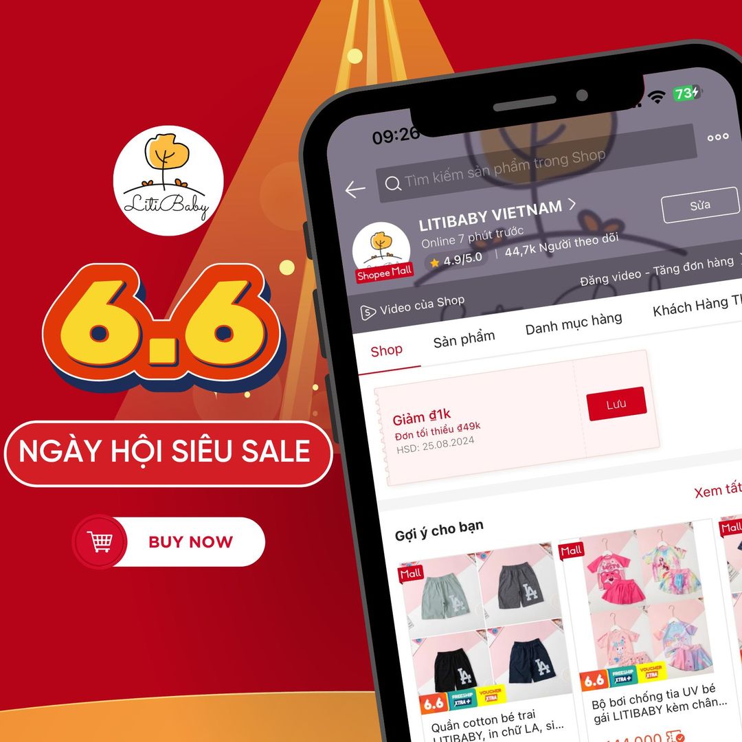 [🆕🇻🇳] LITIBABY – THƯƠNG HIỆU THỜI TRANG VIỆT 😎❤️️⭐️  Chào mừng đến với Ngày Hội Siêu Sale Shopee 6.6 cùng LITIBABY!Thời Trang Trẻ Em LITIBABY hân hạnh mang đến những ưu đãi vô cùng hấp dẫn dành riêng cho , shares-1✔️ , likes-0❤️️ , date-2024-06-05 14:36:58🇻🇳🇻🇳🇻🇳📰🆕