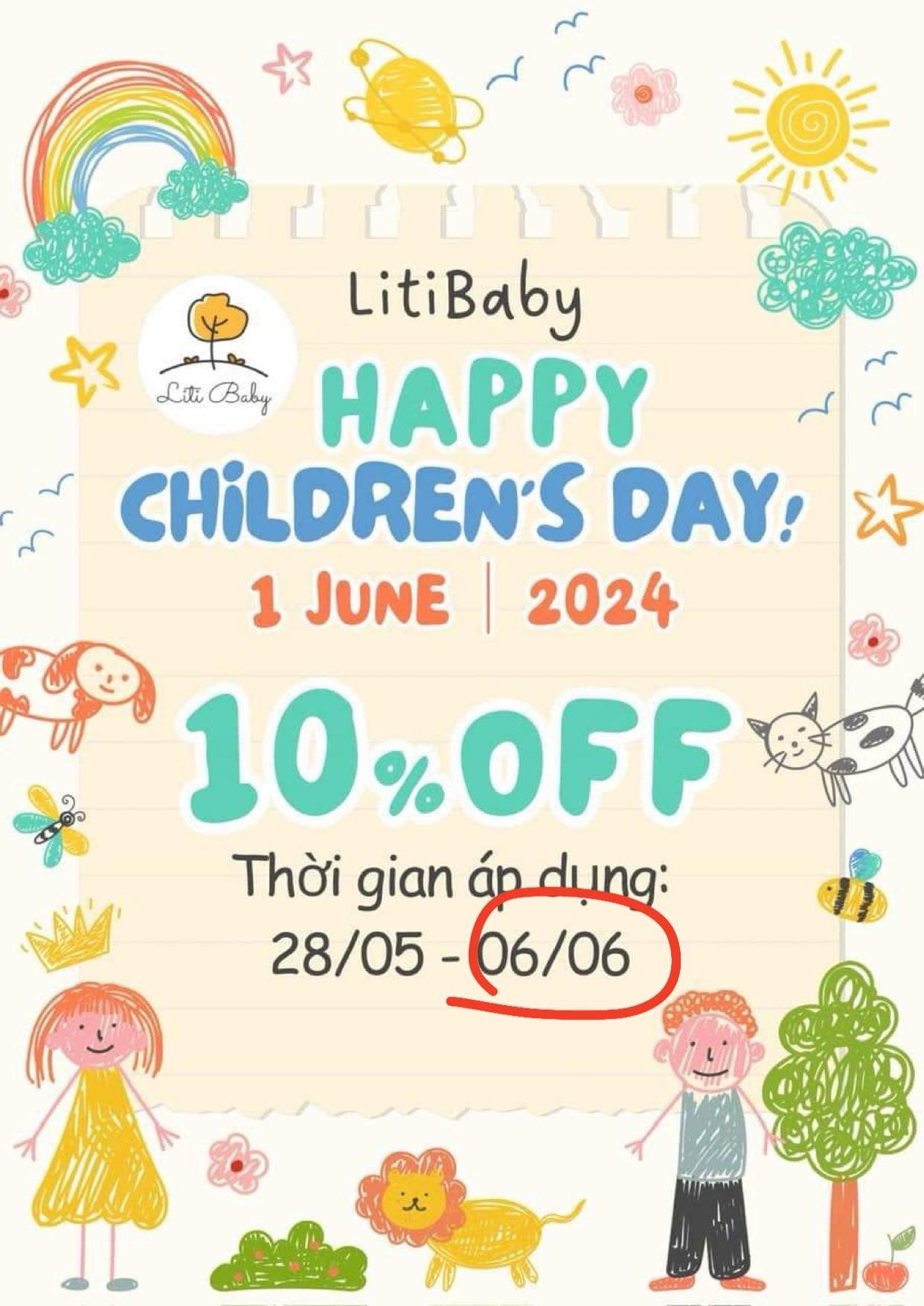 [🆕🇻🇳] LITIBABY Hồ Chí Minh 😎❤️️⭐️  Giảm 10% các đơn hàng từ #300k ngày cuối rùiii Mom uiiii Tranh thủ lựa đồ cho bé chơi hè đi ạ
Trời nóng lên, e về thêm mẫu bộ sát nách cho các bé trai. Si , shares-0✔️ , likes-2❤️️ , date-2024-06-05 19:41:49🇻🇳🇻🇳🇻🇳📰🆕