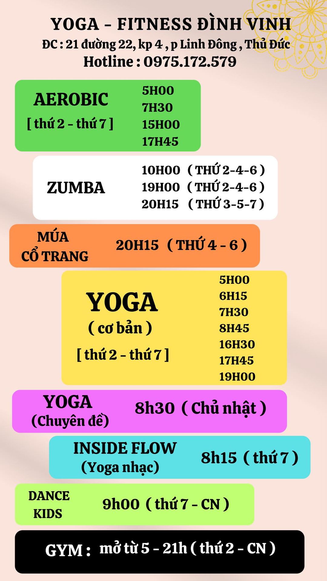 [🆕🇻🇳] Yoga – Fitness Đình Vinh – GYM – YOGA – ZUMBA – AEROBIC – MÚA CỔ TRANG – DANCE KID 🧘 Top1Yoga 🤸🏻‍♀️ 
CÁC LỚP BÊN DƯỚI ĐANG HOẠT ĐỘNG FULL NHA CÁC BẠN , CHỈ CẦN ĐẾN LỚP LÀ TẬP LUÔN , KHÔNG PHẢI CHỜ ĐỢI GÌ CẢ . 
HỌC PHÍ CÓ THỂ ĐÓNG THEO TỪNG THÁNG HOẶC THEO , shares-0✔️ , likes-14❤️️ , date-2024-06-09 21:15:05🇻🇳🇻🇳🇻🇳📰🆕