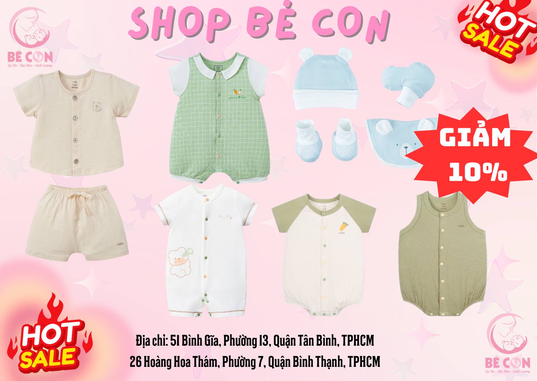 [🆕🇻🇳]  Shop Bé Con – Trọn Gói Đồ Sơ Sinh 🧑‍🧒❤️️👶⭐️ CƯNG QUÁ LÀ CƯNG
Nhiều mẫu mới đang đợi các mẹ qua lựa đây ạ
GIÁ SALE GIẢM SỐC CHỈ CÓ TẠI BÉ CON
Có sẵn tại Shop Bé Con
CN : 51-53 Bình Giã, Phường 13,  , shares-0✔️ , likes-5❤️️ , date-2024-06-29 16:00:20🇻🇳🇻🇳🇻🇳📰🆕