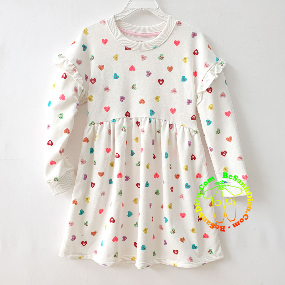 [🛒🇻🇳][19kg-48kg] Đầm tay dài cho bé siêu xinh vải thun da cá hàng xuất xịn màu trắng in tim – Cat & Jack , SKU – DAM601-2 – besanhdieu.com 🇻🇳🛒Top1Shop🛒 🇻🇳Top1Vietnam🇻🇳 🛍🛒🇻🇳