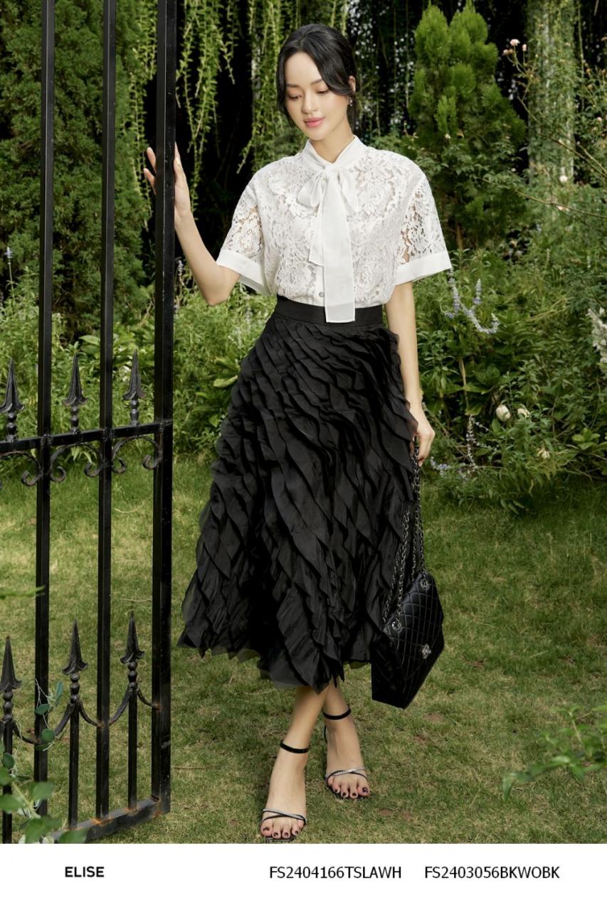 [🛒🇻🇳]CHÂN VÁY TAFTA ĐEN PHỦ BÈO TƠ – , SKU – FS2403056BKWOBK – elise.vn 🇻🇳🛒Top1Shop🛒 🇻🇳Top1Vietnam🇻🇳 🛍🛒🇻🇳