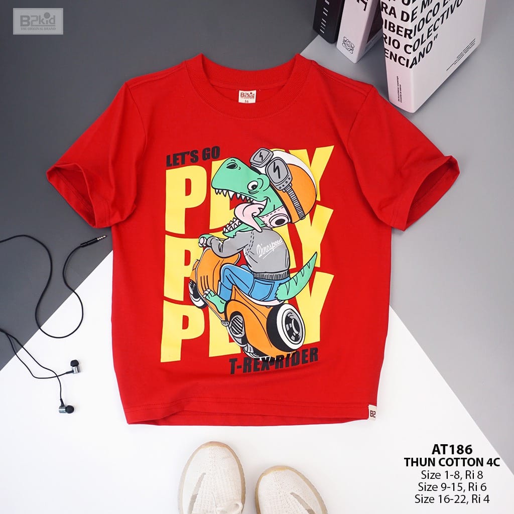 [🆕🇻🇳]  KidStyle.com.vn – Xưởng sỉ quần áo trẻ em 🧑‍🧒❤️️👶⭐️ B2KID
Chào mẫu áo thun bé trai khủng long AT183
Chất liệu: thun cotton 4 chiều cao cấp,  cotton, chất vải mát mịn.
Kiểu dáng: áo thun cổ tròn bo, form cơ , shares-0✔️ , likes-0❤️️ , date-2023-10-23 16:04:51🇻🇳🇻🇳🇻🇳📰🆕