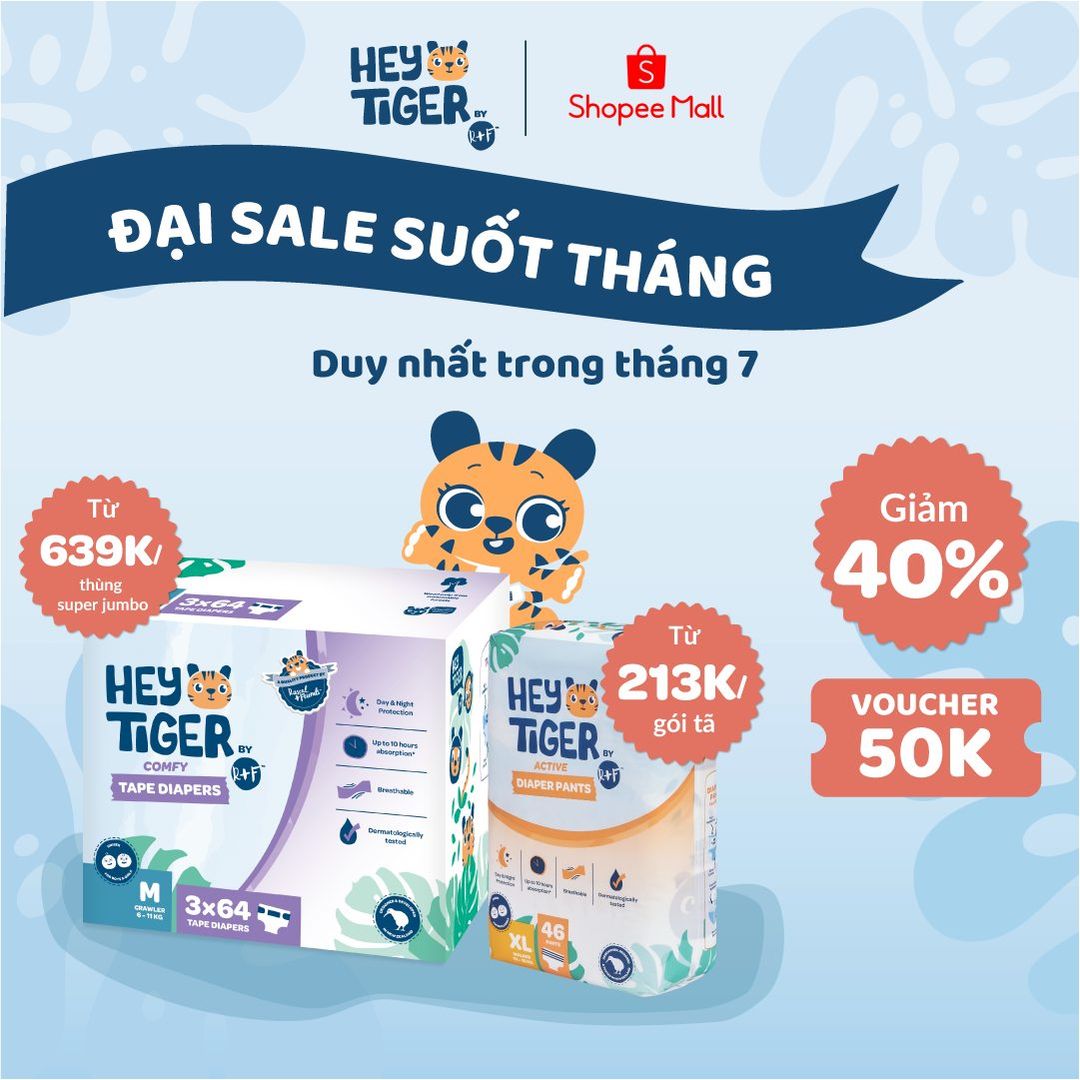 [🆕🇻🇳]  Hey Tiger Vietnam – Tã êm giá mềm thương hiệu đến từ New Zealand 🧑‍🧒❤️️👶⭐️ SALE HÈ THÁNG 7 – DEAL XỊN HẾT SẢYTã êm giá mềm Hey Tiger mang đến cho ba mẹ nhiều deal xịn sò hấp dẫn cho một #HèThoángMát:
Giảm 40% suốt tháng, chỉ cò , shares-2✔️ , likes-4❤️️ , date-2024-07-06 02:57:15🇻🇳🇻🇳🇻🇳📰🆕