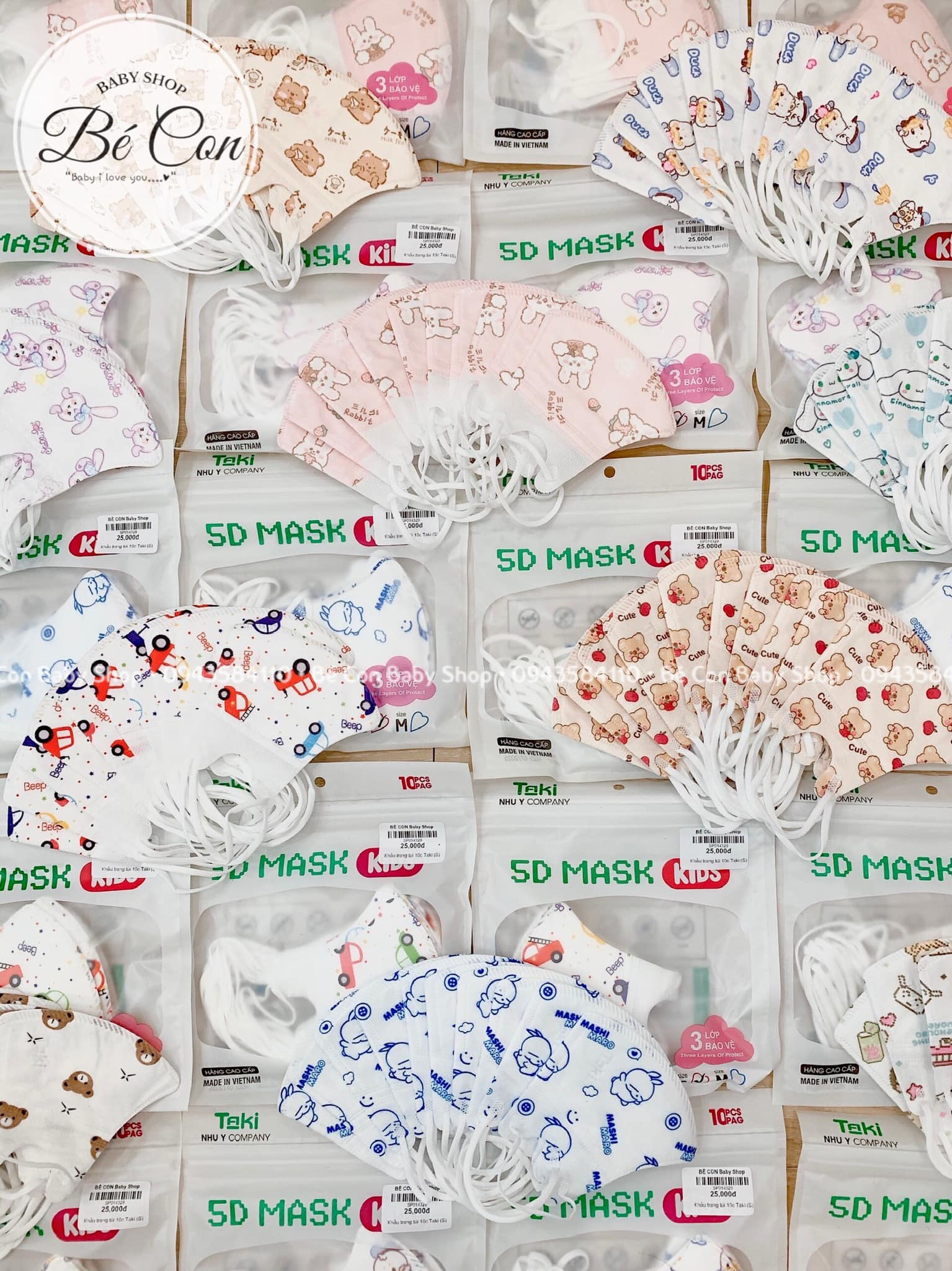 [🆕🇻🇳] BÉ CON Baby Shop – Thời trang trẻ em Sóc Trăng 🧑‍🧒❤️️👶⭐️  KHẨU TRANG BÉ
(Size 1-3tuổi, túi 10 cái)Khẩu trang y tế trẻ em 5D Taki hoạ tiết đẹp cho bé từ 1-3tuổi.
Khẩu trang 5D Taki vải y tế kháng khuẩn,  , shares-0✔️ , likes-0❤️️ , date-2024-07-10 01:44:10🇻🇳🇻🇳🇻🇳📰🆕