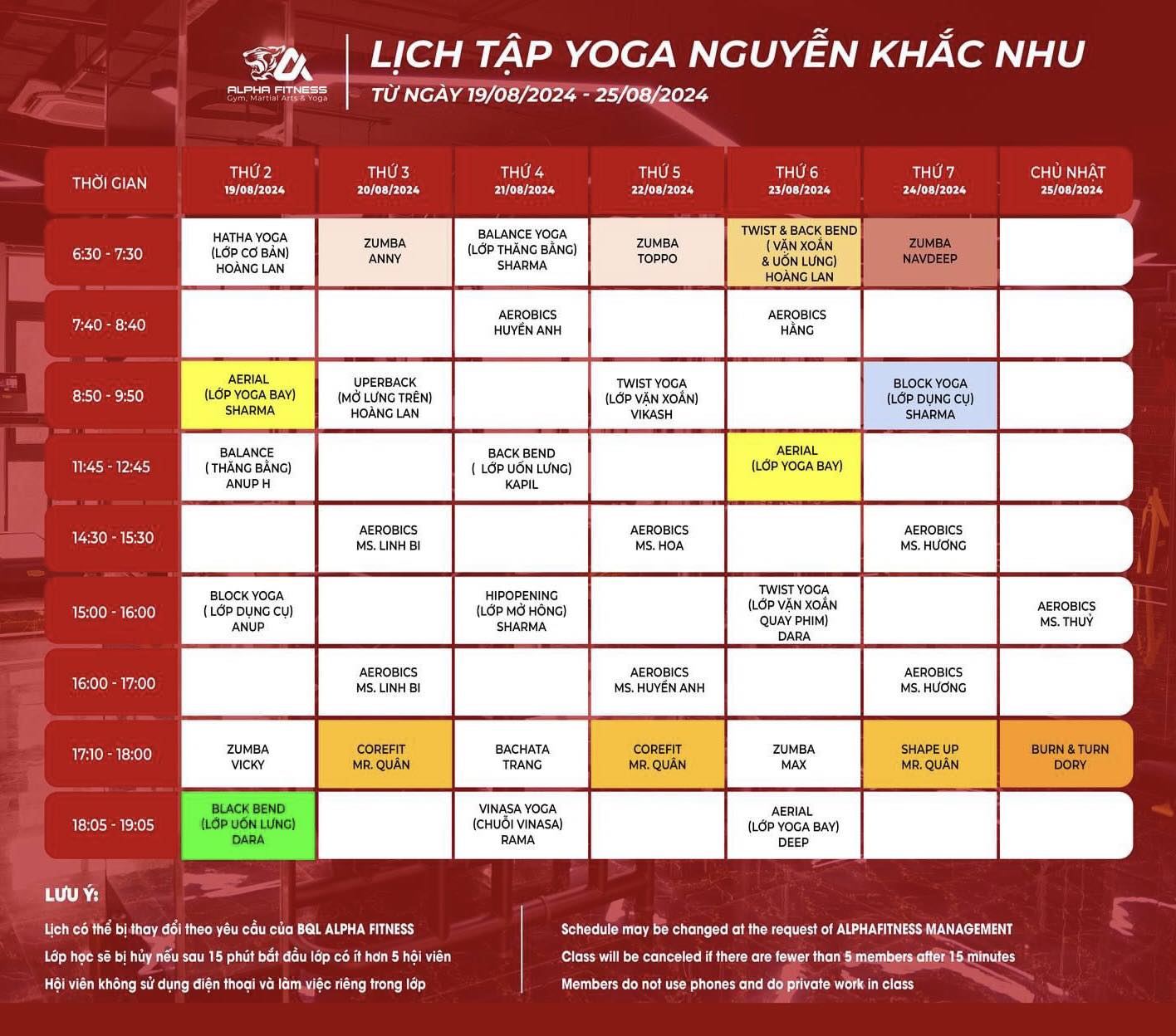 [🆕🇻🇳] TopGym Fitness & Yoga (Alpha Fitness)🧘 Top1Yoga 🤸🏻‍♀️ *LỊCH TẬP YOGA – GROUPX – ALPHA FITNESS TUẦN 19/08/2024 – 25/08/2024
 =>>ALPHA Fitness kính gửi quý hội viên lịch tập #Yoga – #Dance – #Zumba tuần tớ , shares-0✔️ , likes-1❤️️ , date-2024-08-18 15:12:37🇻🇳🇻🇳🇻🇳📰🆕