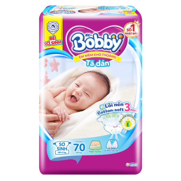 [🛒🇻🇳]Tã dán Bobby siêu thấm – khô thoáng (Sơ sinh, dưới 5kg, 70 miếng) (giao bao bì ngẫu nhiên) – Bobby , SKU – 1236000000002 – concung.com 🇻🇳🛒Top1Shop🛒 🇻🇳Top1Vietnam🇻🇳 🛍🛒🇻🇳