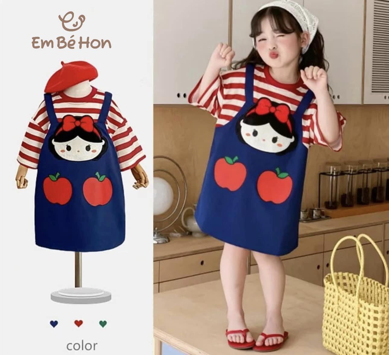 #ORDER Quá chời sự đáng yêu cho mấy cái đầm bánh bèoo nàyy, size 90-140 (11-30kg) , ó đờ tất tần tật đầm nón túi luôn nhé ạ inbox EM BÉ HON chốt đơn hoy