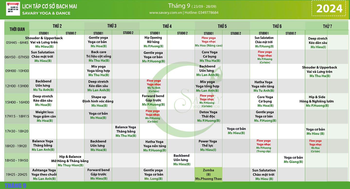 [???] Savary Yoga & Dance (Hà Nội) – Phòng tập yoga ? Top1Yoga ??‍♀️ Savary xin được gửi tới quý hội viên lịch tập tuần mới. 
 Kính chúc quý hội viên có một tuần luyện tập hiệu quả!
 , shares-0✔️ , likes-1❤️️ , date-2024-09-22 20:36:58????????