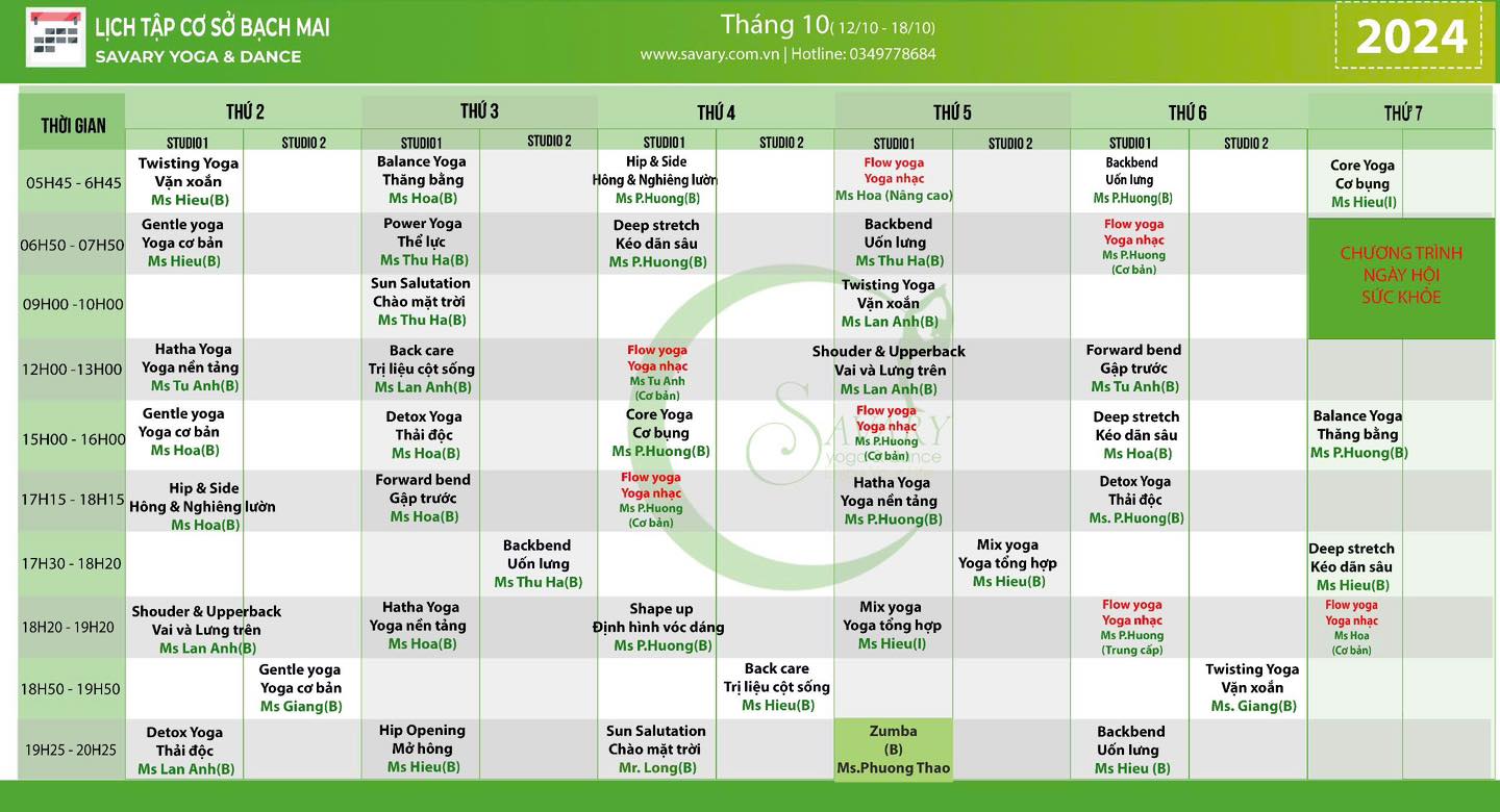 [???] Savary Yoga & Dance (Hà Nội) – Phòng tập yoga ? Top1Yoga ??‍♀️ Savary xin được gửi tới quý hội viên lịch tập tuần mới. 
 Kính chúc quý hội viên có một tuần luyện tập hiệu quả!
 , shares-0✔️ , likes-1❤️️ , date-2024-10-07 00:08:47????????