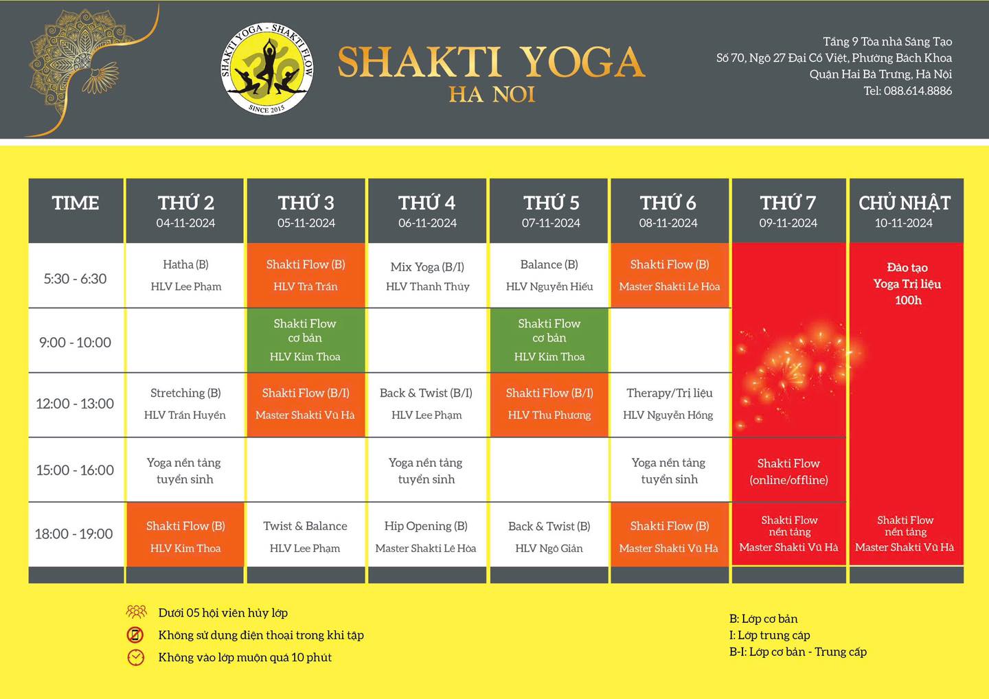 [???] Shakti Yoga Hà Nội – Số 1 về đào tạo HLV Yoga ? Top1Yoga ??‍♀️  LỊCH TẬP TỪ đến 04/11- 10/11
Cảm ơn Quí hội viên đồng hành cùng Shakti Yoga Hà Nội
Chúc Quí hội viên nhiều sức khoẻ, vui vẻ, tập luyện kiên trì
——//– , shares-0✔️ , likes-13❤️️ , date-2024-11-04 02:48:51????????