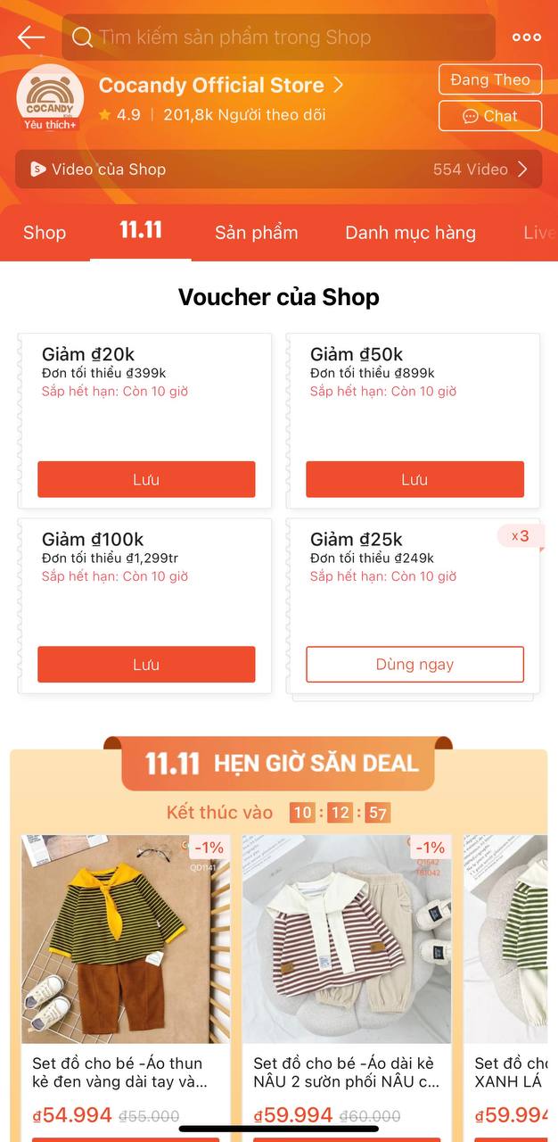 [???] Cocandy kids – Thương hiệu thời trang thiết kế dành cho bé  ?‍?❤️️?⭐️  SIÊU BÃO MUA SẮM KHỦNG NHẤT NĂM  
 DEAL HẾT CỠ SALE RỰC RỠ CHỈ CÓ TẠI  
 #Shopeegicungre #Shopxuhuong #ShopeeVN #shopeelive sansaleshopee #dealhotshopee # , shares-0✔️ , likes-0❤️️ , date-2024-11-11 20:50:24????????