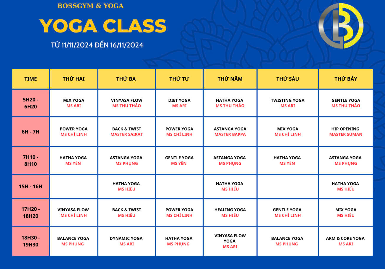 [???] Ocean Fitness & Yoga Centers  ? Top1Yoga ??‍♀️ CẬP NHẬT LỊCH TẬP LỚP NHÓM TUẦN MỚI TỪ 11.11 – 17.11
 Kính gửi quý hội viên lịch tập tuần mới
 Quý hội viên vui lòng cập nhật thông tin lịch tập để đến lớp , shares-0✔️ , likes-1❤️️ , date-2024-11-10 17:08:10????????