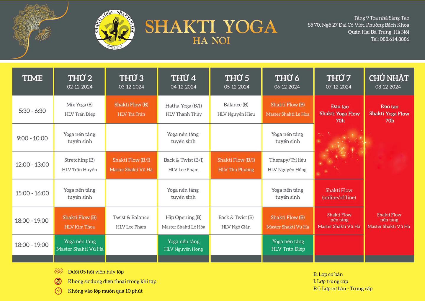 [???] Shakti Yoga Hà Nội – Số 1 về đào tạo HLV Yoga ? Top1Yoga ??‍♀️  LỊCH TẬP TỪ đến 02/12- 08/12
Cảm ơn Quí hội viên đồng hành cùng Shakti Yoga Hà Nội
Chúc Quí hội viên nhiều sức khoẻ, vui vẻ, tập luyện kiên trì
——//– , shares-0✔️ , likes-10❤️️ , date-2024-12-02 03:00:45????????