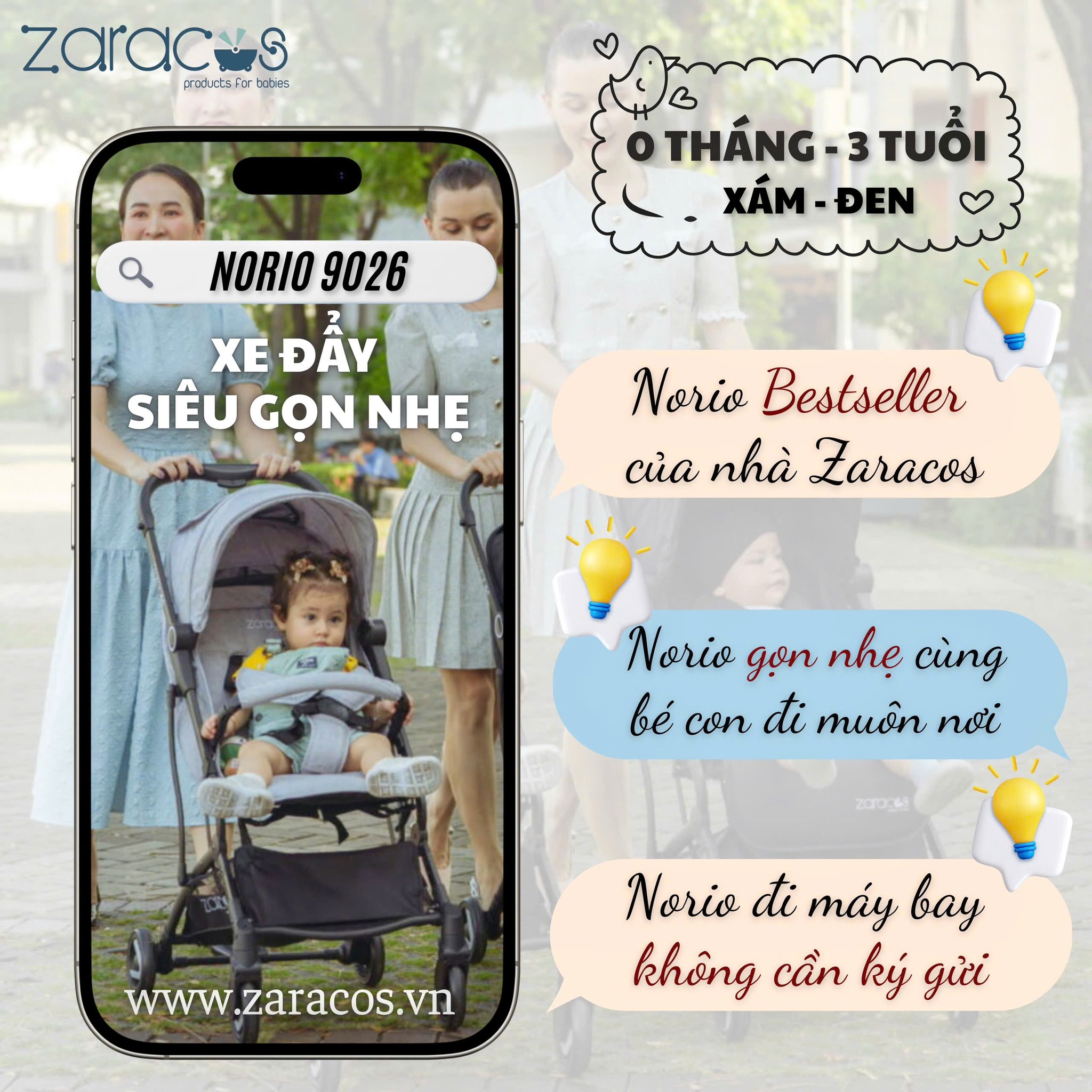 [???]  Zaracos Vietnam – nhà sản xuất những sản phẩm chăm sóc trẻ em chuyên nghiệp đến từ USA n ?‍?❤️️?⭐️  𝐙𝐚𝐫𝐚𝐜𝐨𝐬 𝐍𝐨𝐫𝐢𝐨 𝟗𝟎𝟐𝟔 – Bạn đồng hành hoàn hảo cho những chuyến bay cùng bé yêu!

 𝐙𝐚𝐫𝐚𝐜𝐨𝐬 𝐍𝐨𝐫𝐢𝐨 𝟗𝟎𝟐𝟔 không chỉ là chiếc xe đẩy hiện đại, tiện dụng mà còn đư , shares-0✔️ , likes-3❤️️ , date-2024-12-21 20:37:57????????