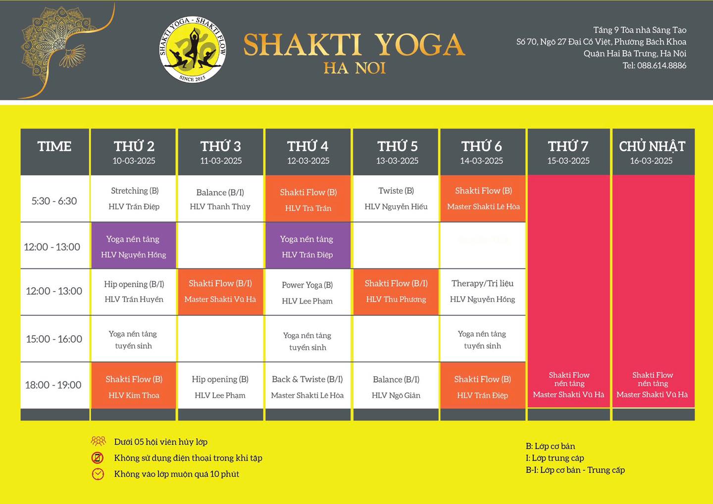 [???] Shakti Yoga Hà Nội – Số 1 về đào tạo HLV Yoga ? Top1Yoga ??‍♀️  LỊCH TẬP TỪ đến 10/3- 16/3
Cảm ơn Quí hội viên đồng hành cùng Shakti Yoga Hà Nội
Chúc Quí hội viên nhiều sức khoẻ, vui vẻ, tập luyện kiên trì
——//—- , shares-0✔️ , likes-3❤️️ , date-2025-03-10 03:00:43????????